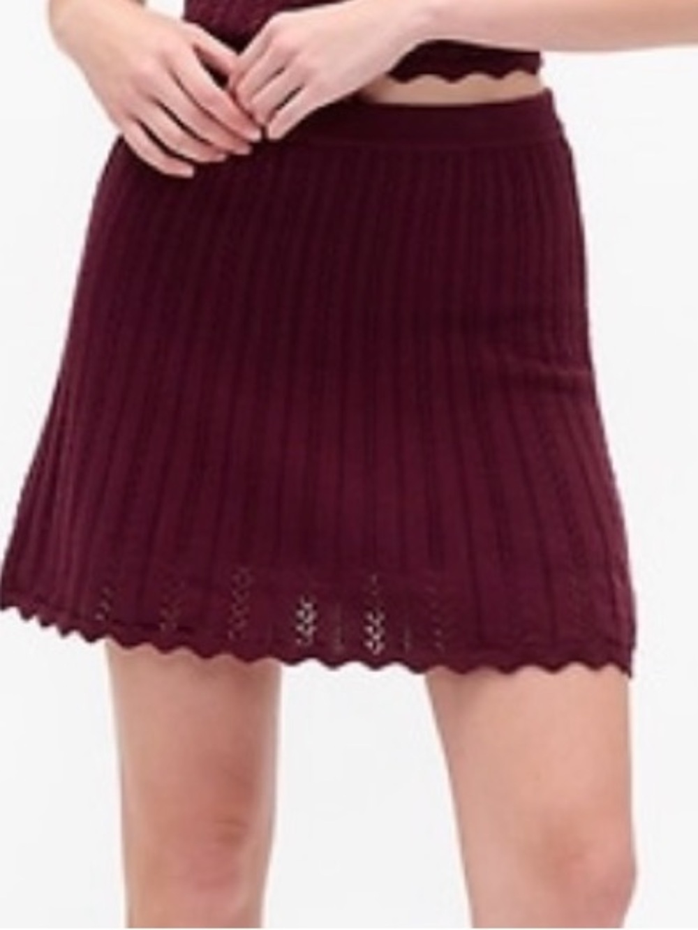 GAP Ribbed Knit Mini Skirt in Deep Wine